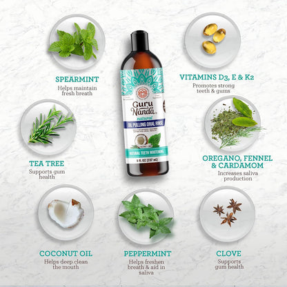 Coconut oil freshening and whitening mouthwash