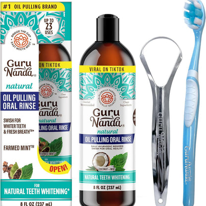 Coconut oil freshening and whitening mouthwash
